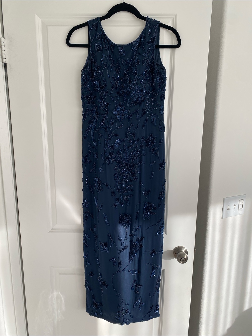 Adrianna Papell Navy Beaded Evening Gown